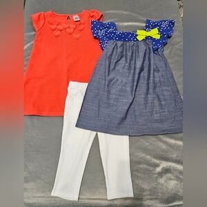 3 piece lot Tops with hearts and pants Sizes 4t 5 5t KK4
